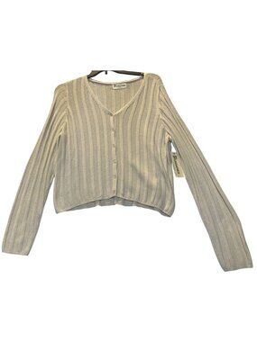 No Boundaries XXL Ribbed Knit Button-Up Cardigan  Stone Tile Beige Long Sleeve